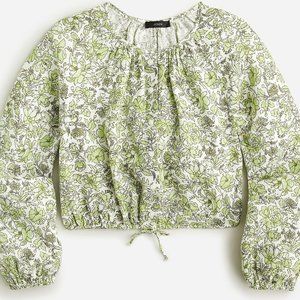 J. Crew Long-sleeve linen crop top in tossed floral M